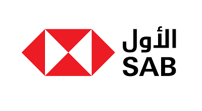 SAB logo showing the word SAB and Alawwal in Arabic next to a red and white hexagon