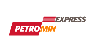 PETROMIN EXPRESS logo showing the words PETROMIN EXPRESS written in white, orange, and brown colors