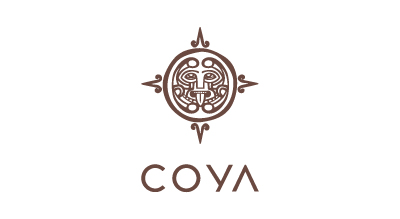 the logo has the store name Coya written in gold with a white background