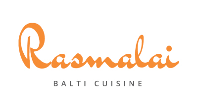 واسفله salti cuisine باللون البرتقالي , باللون الرمادي Rasmalai الصورة توجد فيها شعار بااسم المتجر