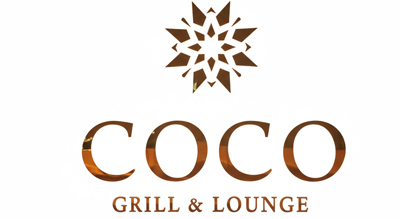 the image shows name brand COCO Restaurant Dubai  in brown ,and the background is white
