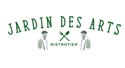 the image shows name brand Jardin Des Arts Restaurant Dubai  in green ,and the background is white