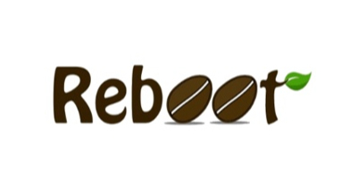 The image shows the Rebootlogo. The text is in brown, and the background is white