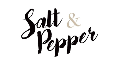 The image shows a logo with the name "Salt & Pepper" written in black letters. The background is white