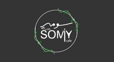 The image shows the Somiy Caffe logo. The text is in white , and the background is black