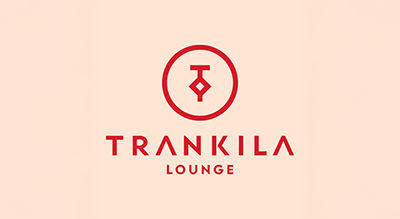 the image shows name brand TRANKILA in red ,and the background is pink
