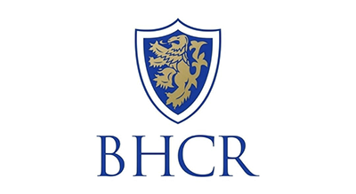 The image shows a logo with the name "Brooke House College" written in blue  letters.The background is white