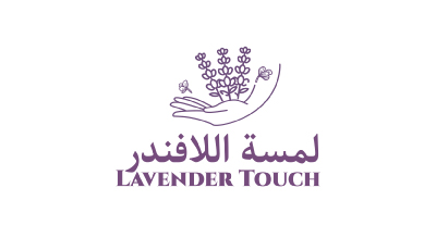 The image shows a logo with the name "Lavender Touch " written in purple letters.The background is white