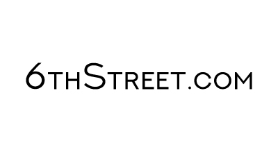 The image shows a brand name 6thStreet  in black with a white  background