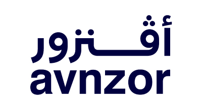 The image shows  Avnzor written in black  .The background is white