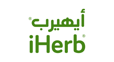 الصورة عبارة عن شعار " iHerb  " مكتوبة باللون الاخضر مع خلفيه بيضاء