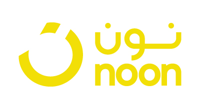 The image shows a logo with the name "Noon" written in yellow letters. The background is white