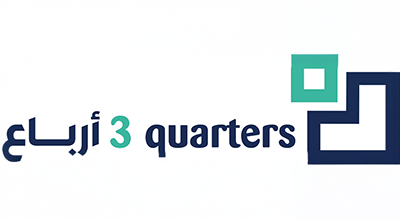 The image shows 3QUARTER  written in black and green .The background is white