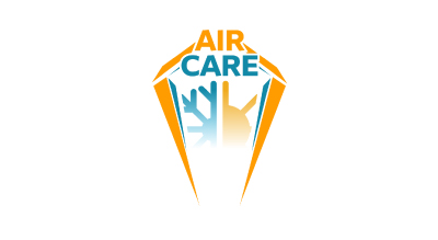 the image shows the brand name "Air care company" in blue and orange colors with a white background