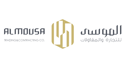 The image shows a logo with the name "AlMousa Furniture" written in gray and black letters.The background is white