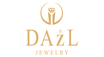 The image shows DAZL JEWELRY   written in gold .The background is white