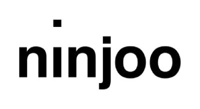 The image shows a logo with the name "Ninjoo" written in black letters.The background is white