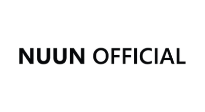 The image shows a logo with the name "Nuun " written in black letters.The background is white