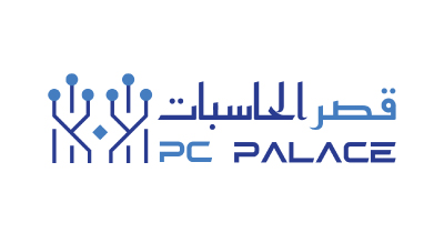 The image shows a logo with the name "PC Palace" written in Blue letters.The background is white