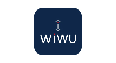 the image shows the brand name "WIWU" in white colors with a blue background 